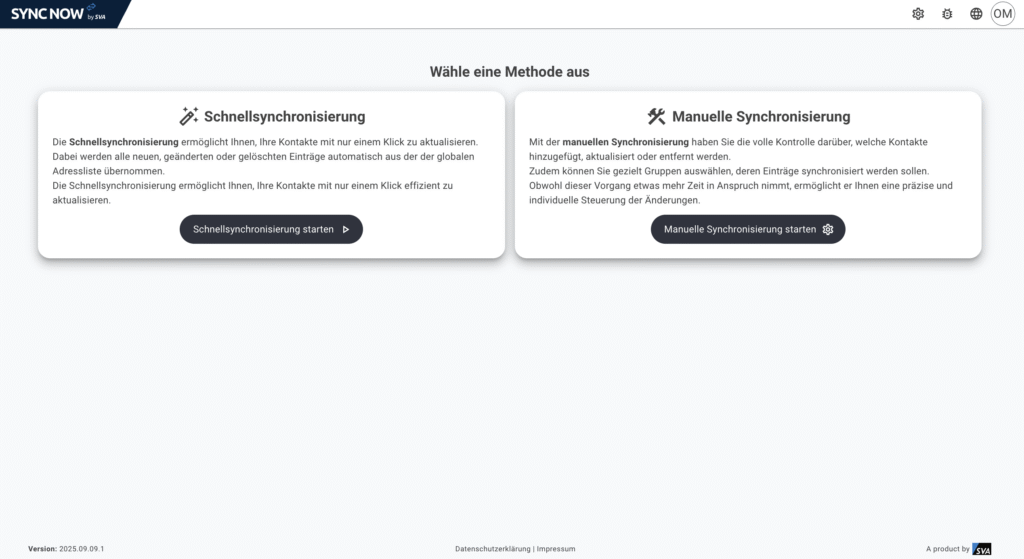 Auswahl der Synchronisierung