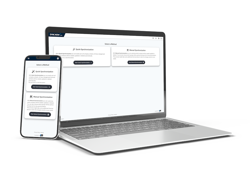 Select synchronization method screens