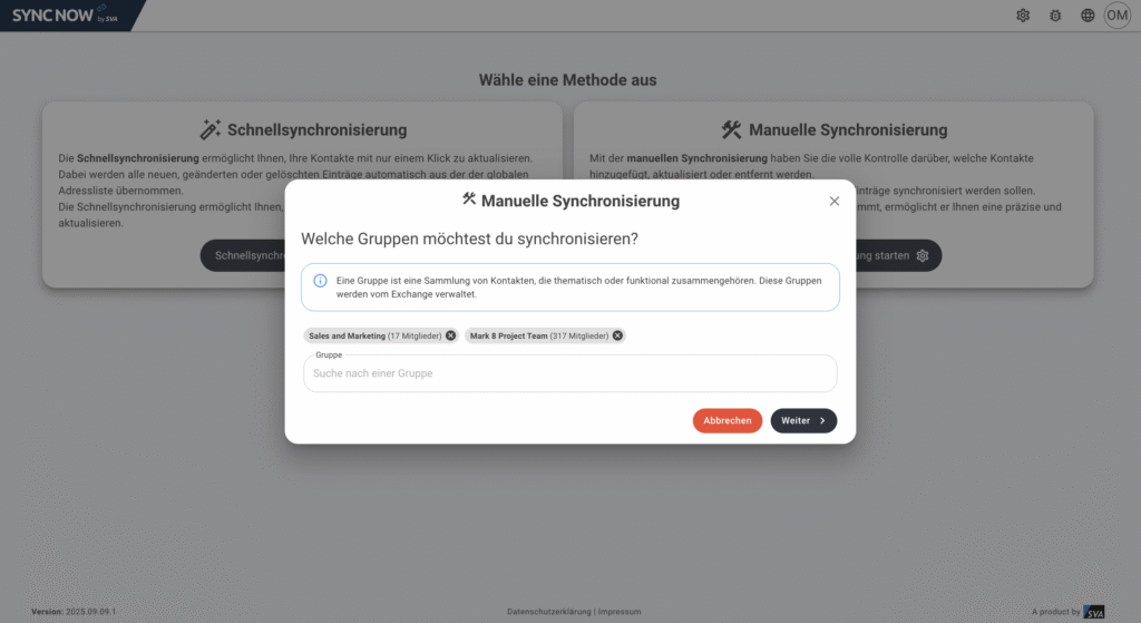 Manuelle Synchronisierung