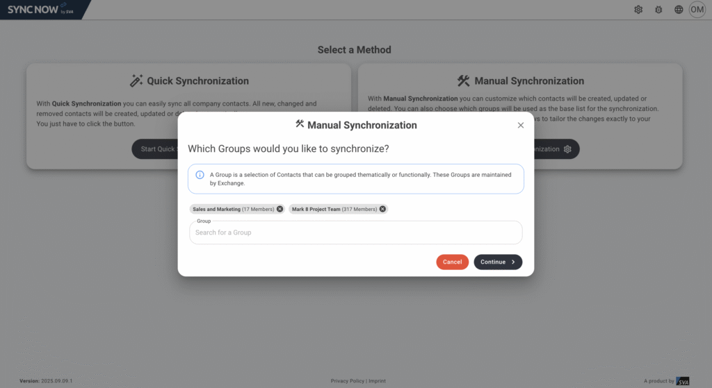 Manual synchronization