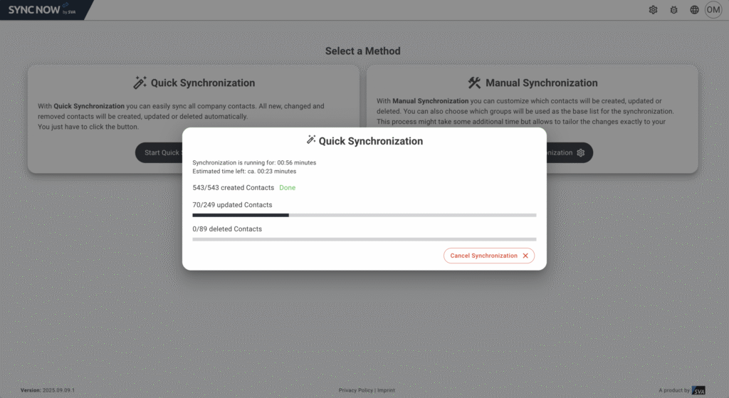 Quick synchronisation